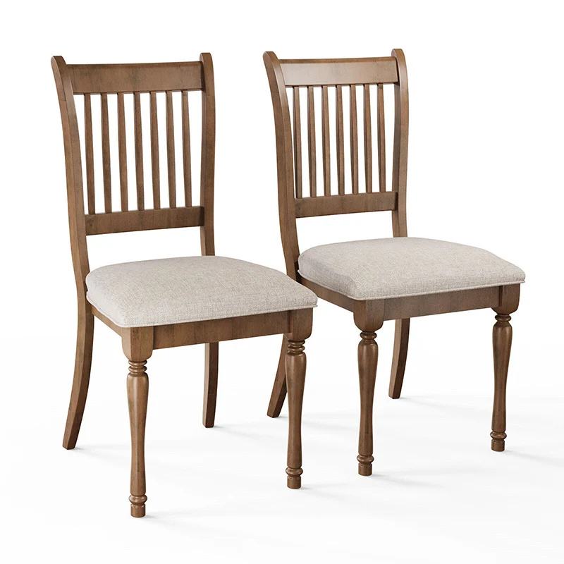 

Set of 2 Farmhouse Upholstered Dining Chair with Rubberwood Legs Soft Cushion Chairs