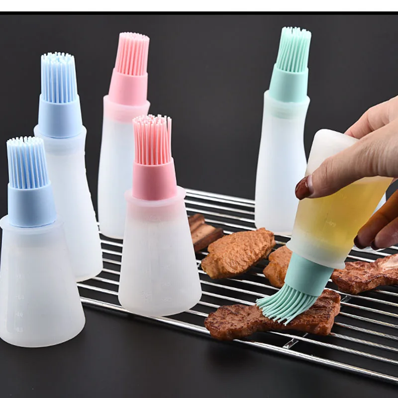 

2Pcs High Temperature Resistant Silicone Bottle Brush Barbecue Oil Brush Oil Tool Household Baking Oil Brush Pancake