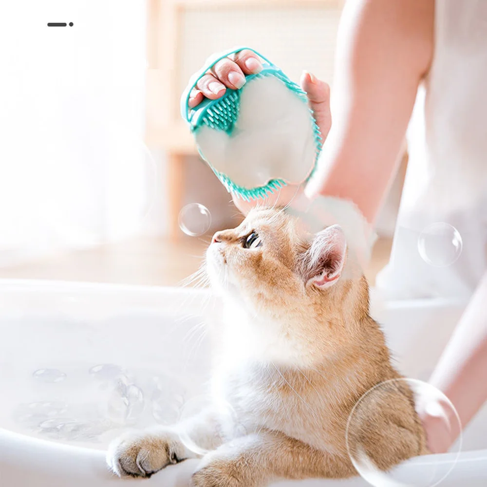 

Silicone Soft Pet Bath Brush Comb Massage Cat Washing Brush Massage Dispenser Grooming Shower Brush Pet Cleaning Tool