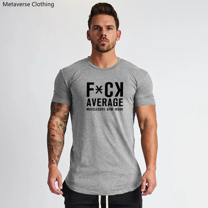 

Gym Fitness Shirt Men Casual Fashion Print Short Sleeve T-shirt Outdoor Workout Muscle Top Summer Breathable Cotton Slim T Shirt