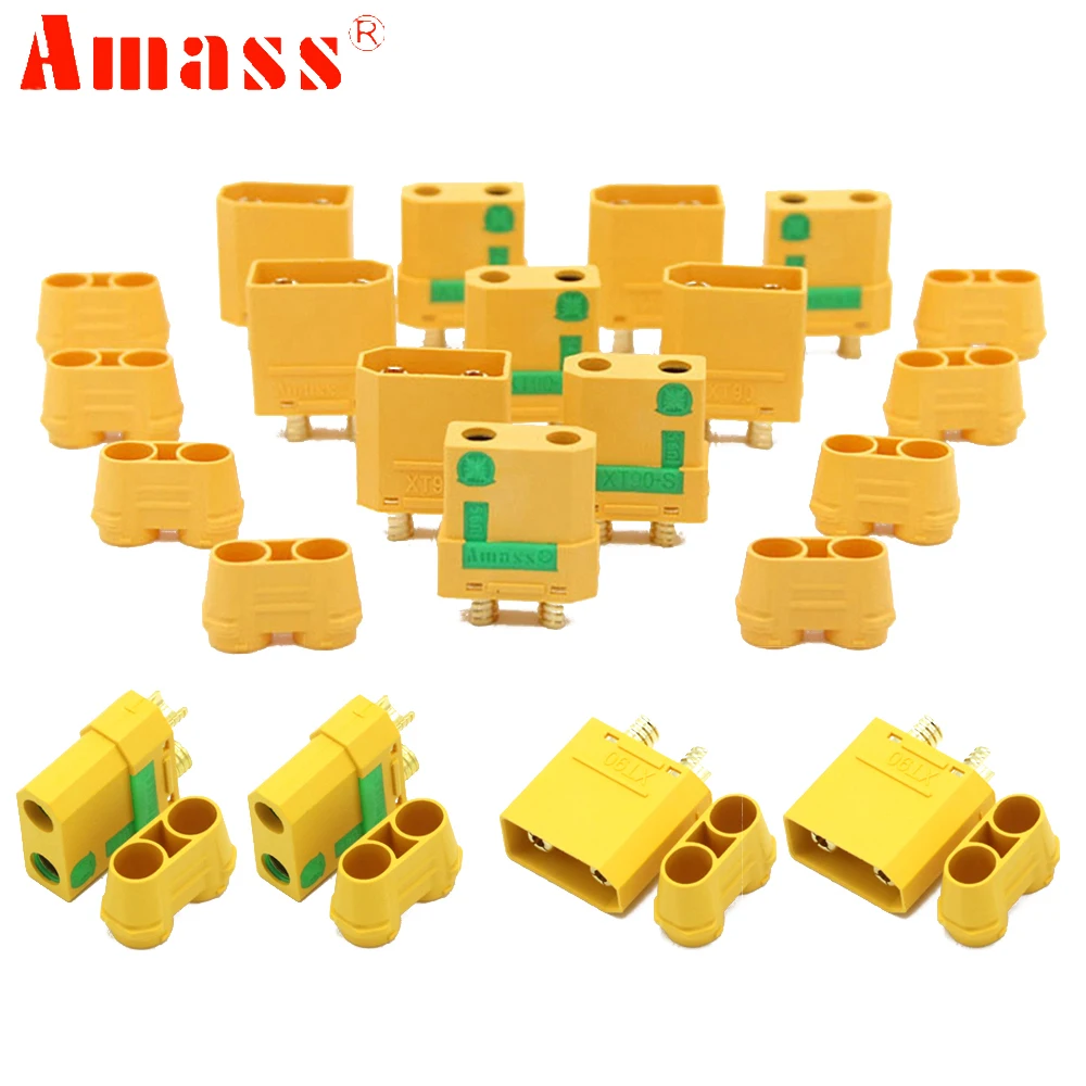 Amass XT90S XT90-S Bullet Connector Male/Female Anti Spark For Lipo Battery Connector FPV Drone Quadcopter Car Truck Toys