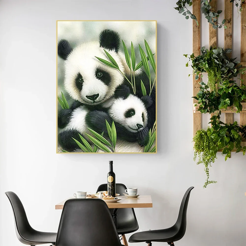 Картина на холсте милая панда попугай лось снеговик волк и кот настенное
