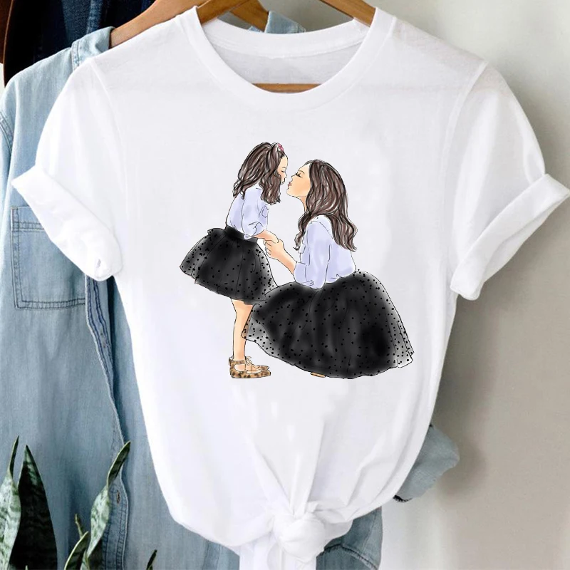 

T-shirts Women Spring Summer Cartoon 90s Style Daughter Mother Mom Mama Trend Graphic Tshirt Top Lady Print Travel Tee T-Shirt