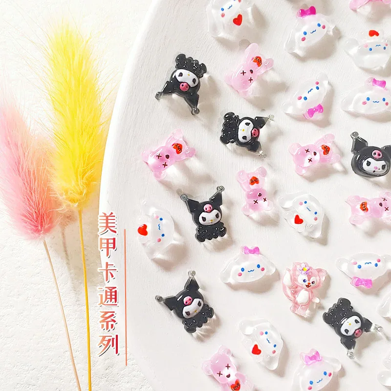 

3Pack 180PCS Kawaii Cartoon Nail Charm Bundle Little Bear Cat Nail Accessories Nail Art Decorations Rhinestone Manicure Supplies