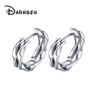 darhsen brand simple unisex women male men hoop earrings charms silver color stainless steel fashion jewelry ge729