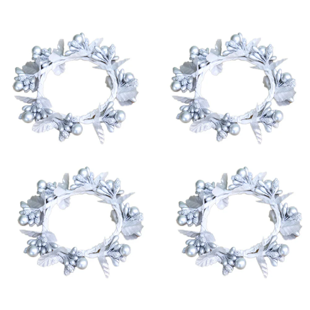 

4 Pcs Decor Party Napkin Rings Berry Holder Buckles Berries Wreath Foam Mini Clasps Hotel