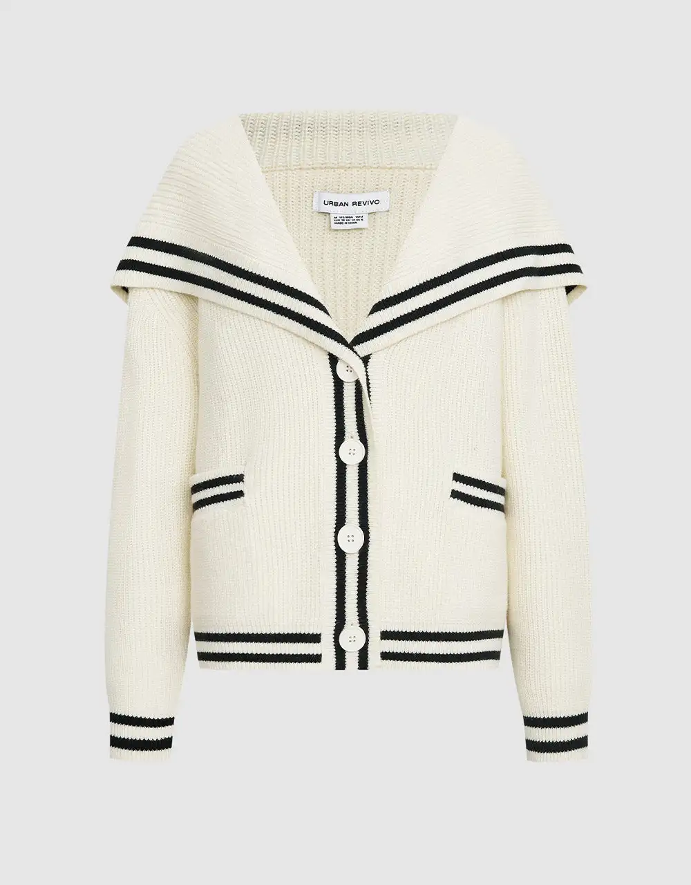 

Contrast Trim Sailor Collar Button Up Cardigan