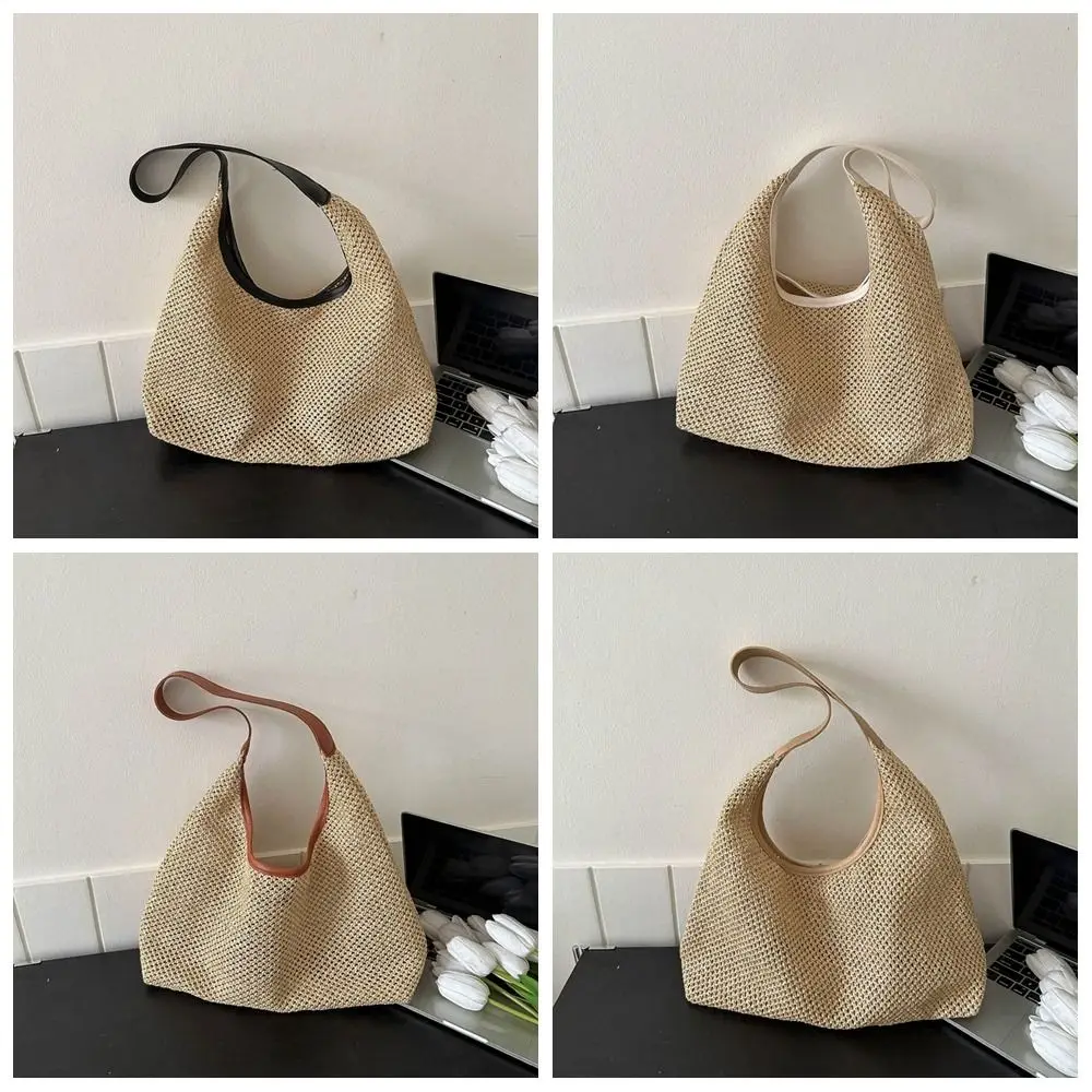 Bohemian Style Weave Straw Bag Handmade  Simple  for Girls Travel Shopping Streetwear Holiday Summer