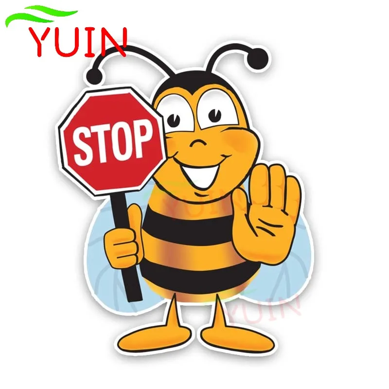 Декоративная Автомобильная наклейка YUIN BEE STOP, мультяшный стиль, предупреждающий знак, наклейки, автомобильные аксессуары, персонализированная ПВХ водонепроницаемая наклейка 13*13 см Декоративная Автомобильная наклейка YUIN BEE STOP, мультяшный стиль, предупреждающий знак, наклейки, автомобильные аксессуары, персонализированная ПВХ водонепроницаемая наклейка 13*13 см