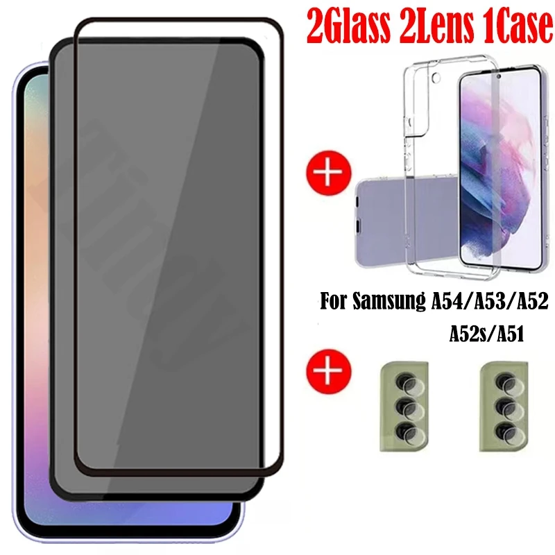 

Защитная пленка для экрана из закаленного стекла для Samsung Galaxy A54, противошпионское стекло для Samsung A53, A52, пленка для камеры A52s, чехол для телефона