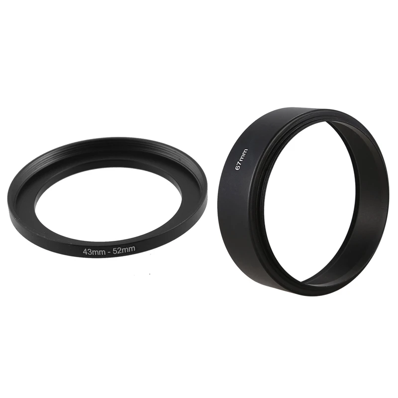 

Металлическое переходное кольцо-адаптер для фильтра от 43 мм до 52 мм и стандартная металлическая бленда для объектива с креплением 67 мм-1 шт.