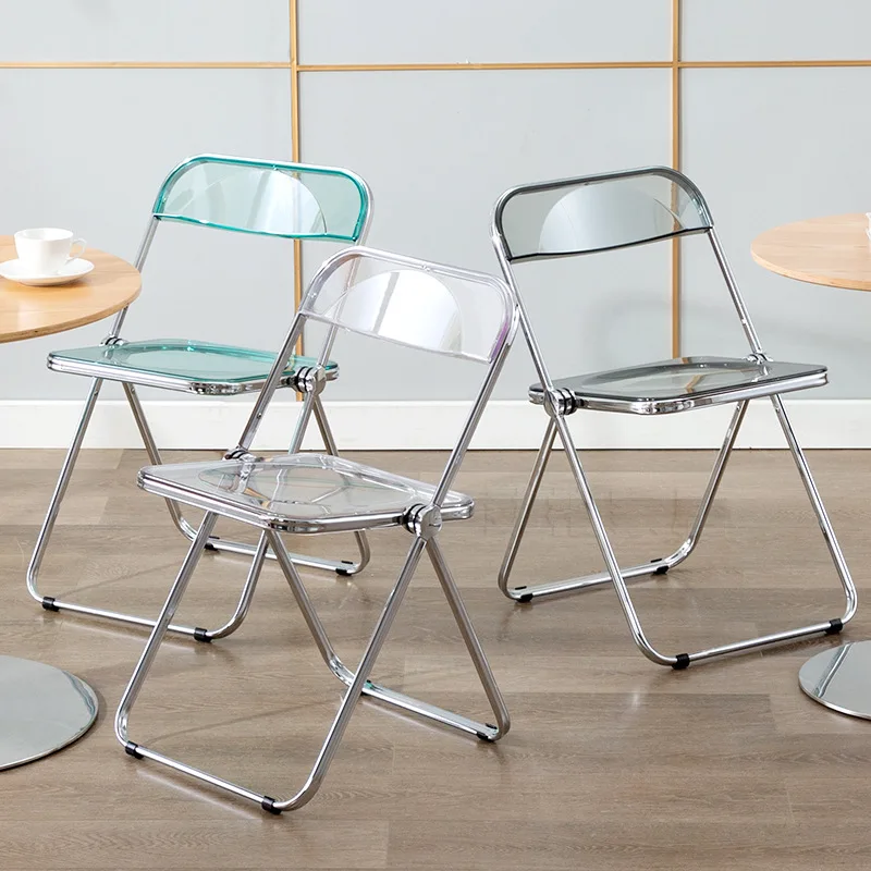 

Transparent Crystal Dining Chair Stool Fashion Folding Bedroom Makeup Photo Home Back Furniture Sillas De Comedor