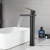 waterfall faucet bathroom black hot and cold faucet 304 stainless steel bathroom basin faucet