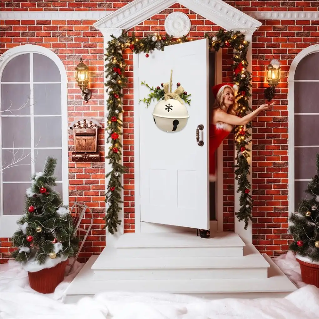 

2 Pieces Christmas Bell Retro Style Craft Red Berries Xmas Tree Hanger Door