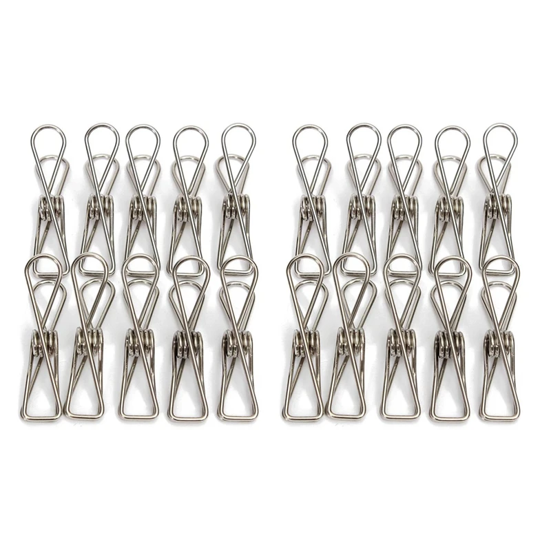 

20 Pieces Of Stainless Steel Metal Clothespin 6Cm X 1Cm New