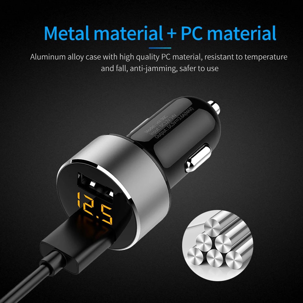 

Автомобильное зарядное устройство Mini Dual USB 3.6A, автомобильное зарядное устройство с цифровым светодиодным дисплеем, адаптер для автомобильн...