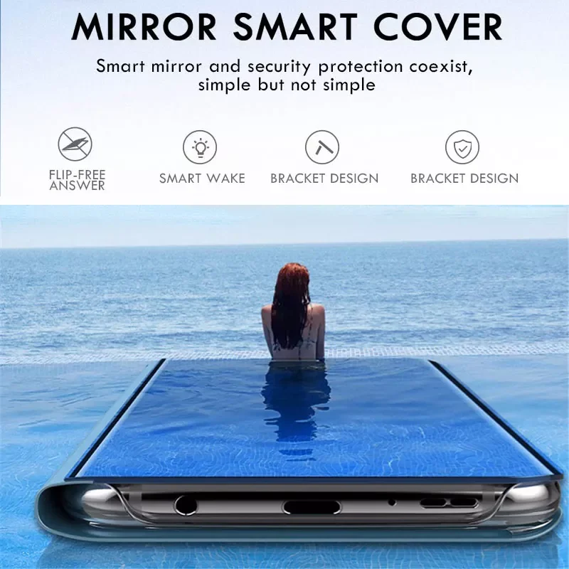 

Free Shipping For Huawei Mate 30 P40 P30 Lite Pro Y7 Y6 Y9 Prime P Smart 2019 20 10 8A 10i 9X Cover Stand Smart Mirror Phone Ca