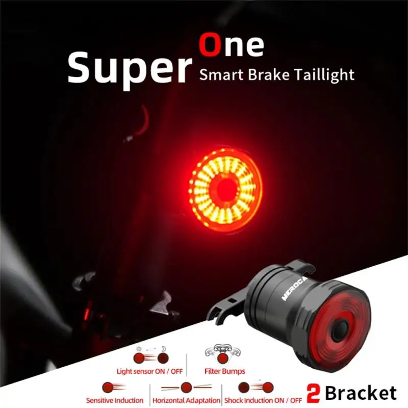 

Super One Smart Bike Tail Light Auto Brake Sensor Rear Light MTB Cycling Sensing Taillight Rechargeable LED Bicycle Accessories