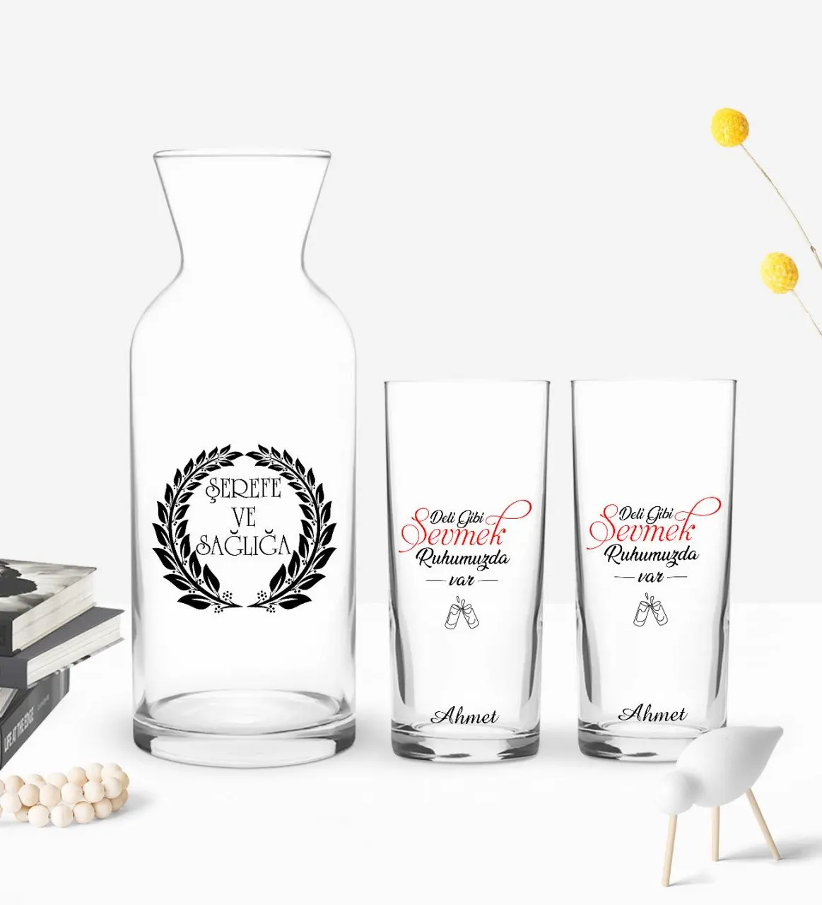 

Персонализированная красочная напечатанная картина, как сумасшедший дизайн, двойная чашка и графин, подарок Seti-1