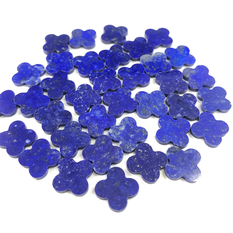 

12 /15mm Original Lazuli Lapis Gemstone Flowers Cabochon Lucky Flower Stone Beads For Jewelry Making Bracelet Necklace 5pcs/lot
