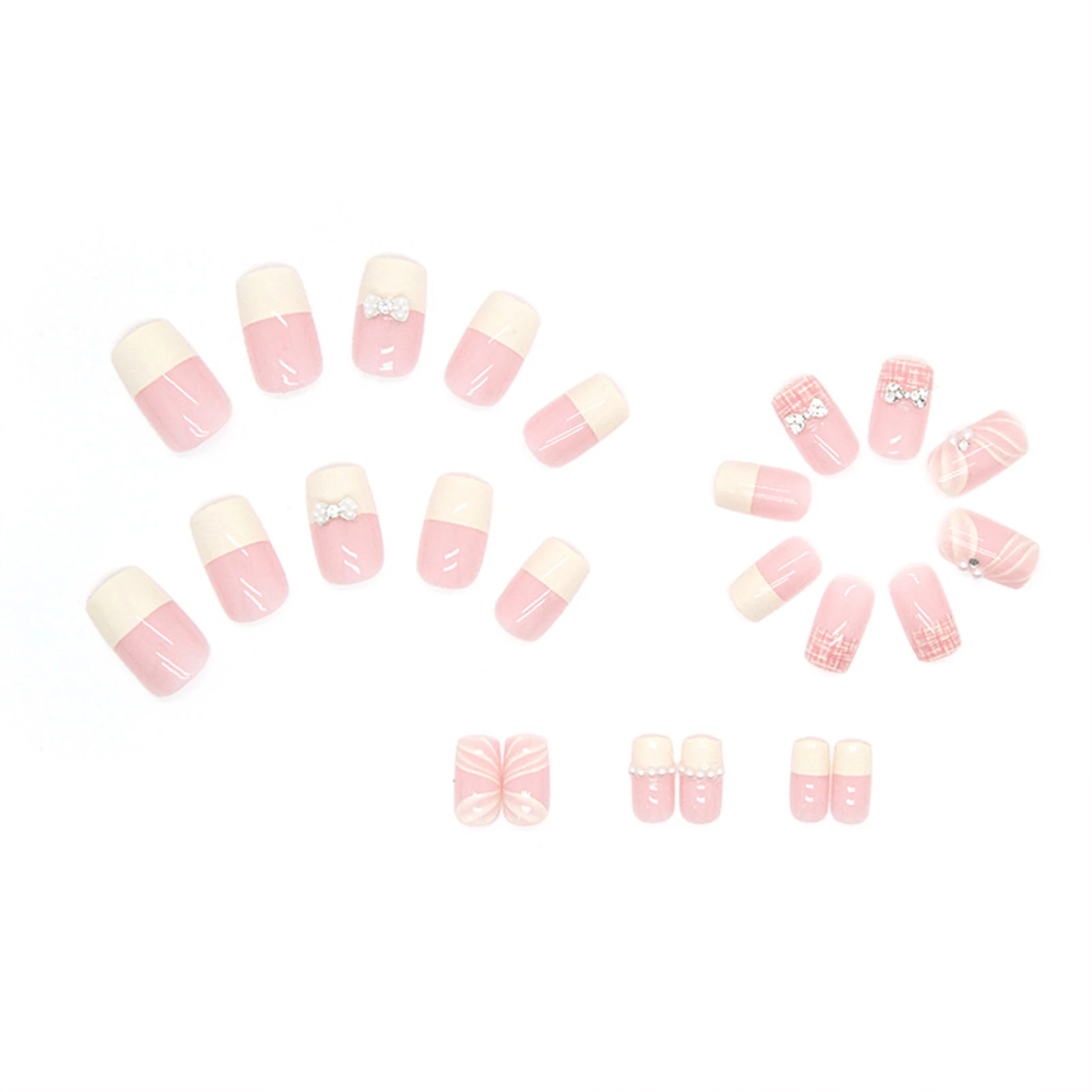 

Набор многоразовых поддельных ногтей 24 шт., Осенние блестящие бриллиантовые поддельные ногти с полным покрытием для девочек и женщин, украш...