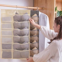 2 to 24 grids double side underwear bra organizer mesh drawer organizers washable closet door hanging bag clothes divider boxes