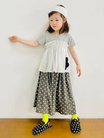 imakoni kids 2022 original childrens wear wave point knitted thigh skirt pants spring and summer thin 22852