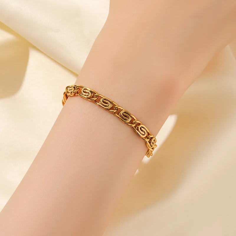 EILIECK 316L нержавеющая сталь золотой цвет геометрический браслет для женщин мужчин