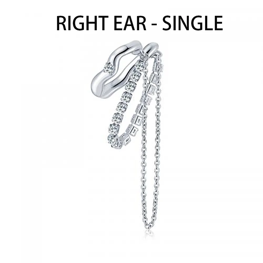 

Dragonfly Chain Stud Earrings Wings with Zircon Inserted Earrings Silver Plated Fine Jewelry
