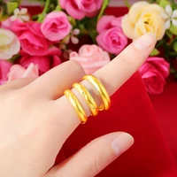 hoyon pure 24k gold color starry opening adjustable ring meteor shower ring couple ring for woman jewelry wedding gift box