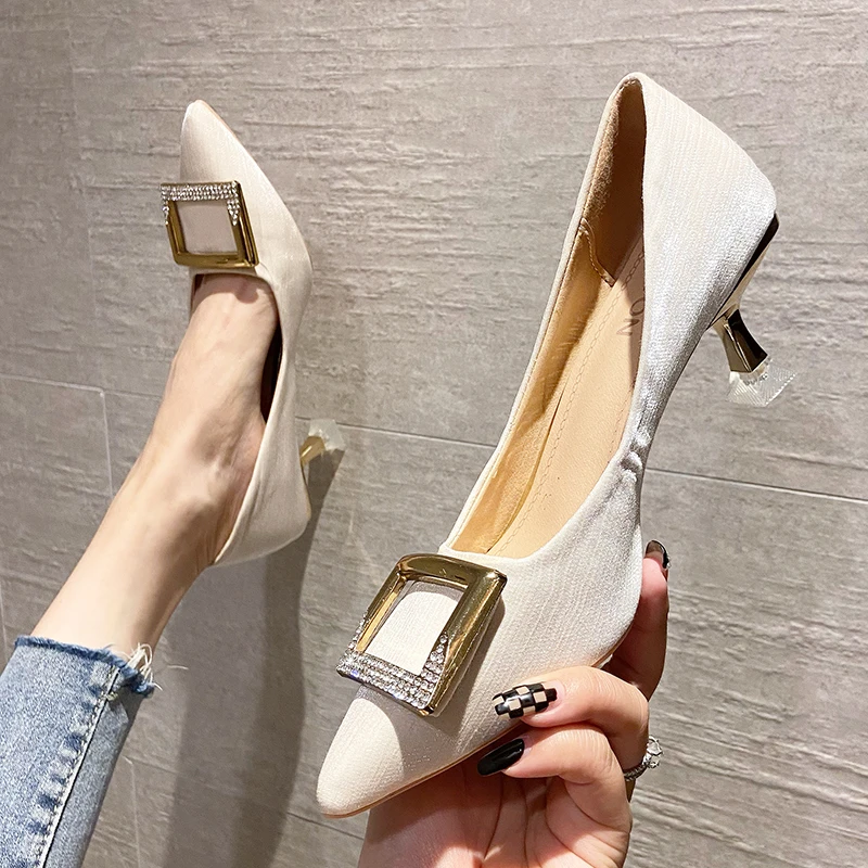 

Туфли женские с острым носком, приталенные, высокий каблук, платформа для баскетбола, без застежки, классические, для работы, Al, бежевые, 2022