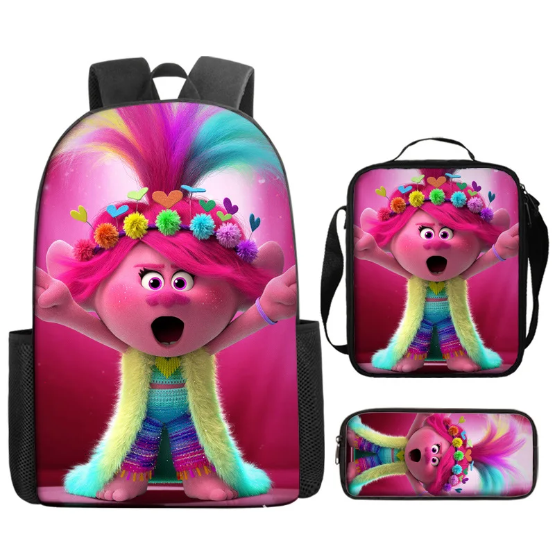 Trolls Cartoon Poppy Branch Bridget Anime Peripheral Kawaii Cute School Bag Stationery Box Creative Backpack Storage Bag Gift