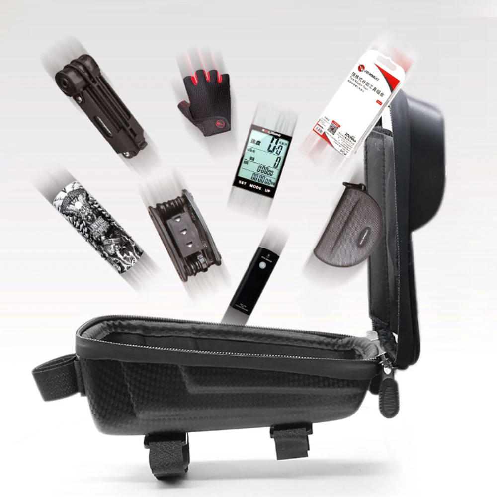 

Riding Bag Bicycle Bag Rubber Waterproof Zipper Sensitive Touch Screen Hard Shell Bag Black Pvc Rainproof Cycling Bag