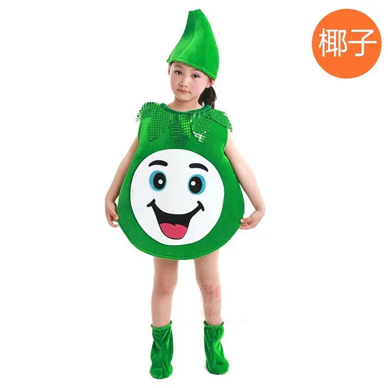 

Children's Day Costume Fruit Suit Halloween Party Cartoon Fruit Vegetable Costume Cosplay Clothes Banana Coconut Lemon for Kids