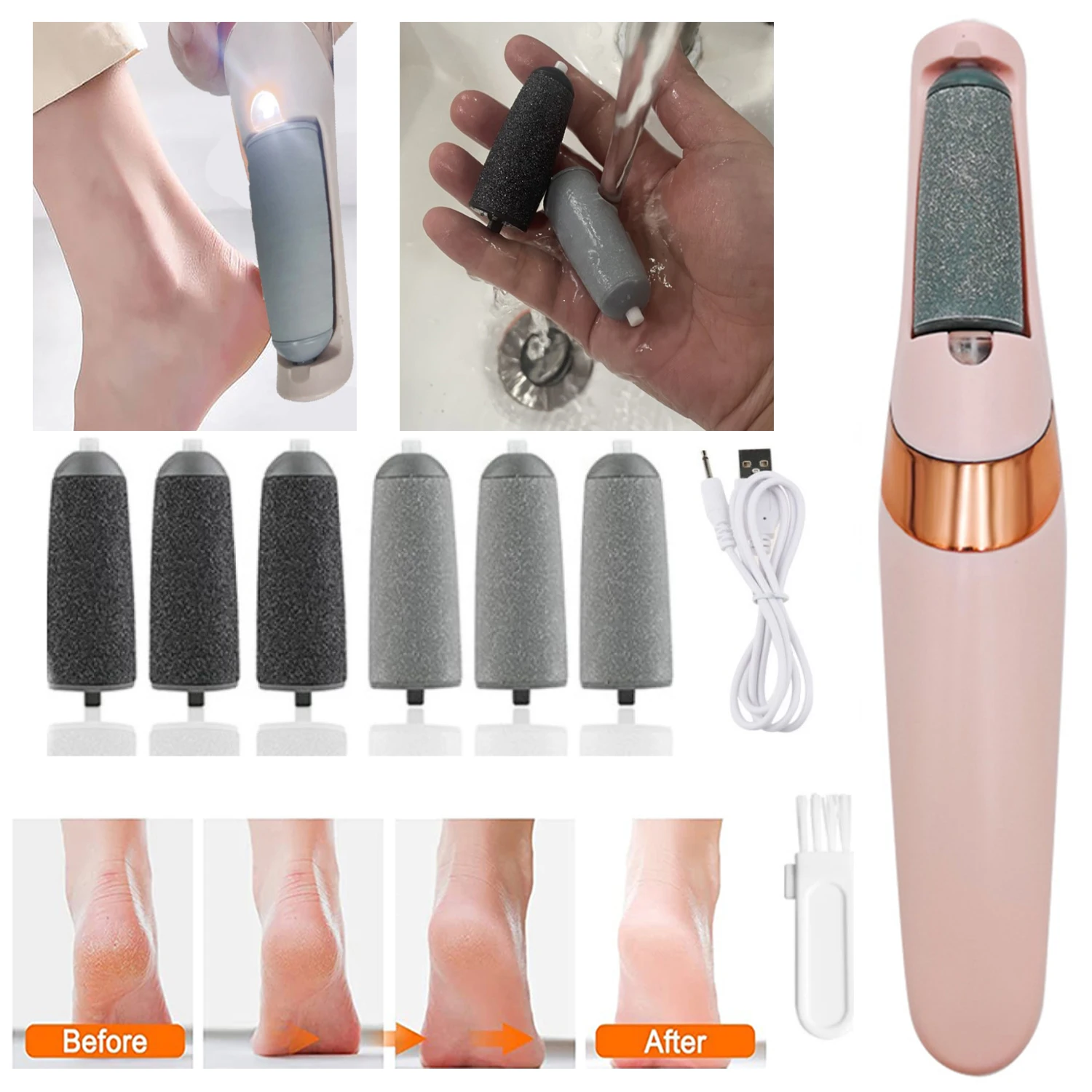 

Professional Electric Foot File Callus Remover Pedicure Machine Apparatus for Heels Grinding Device Foot Corns Remove Roller