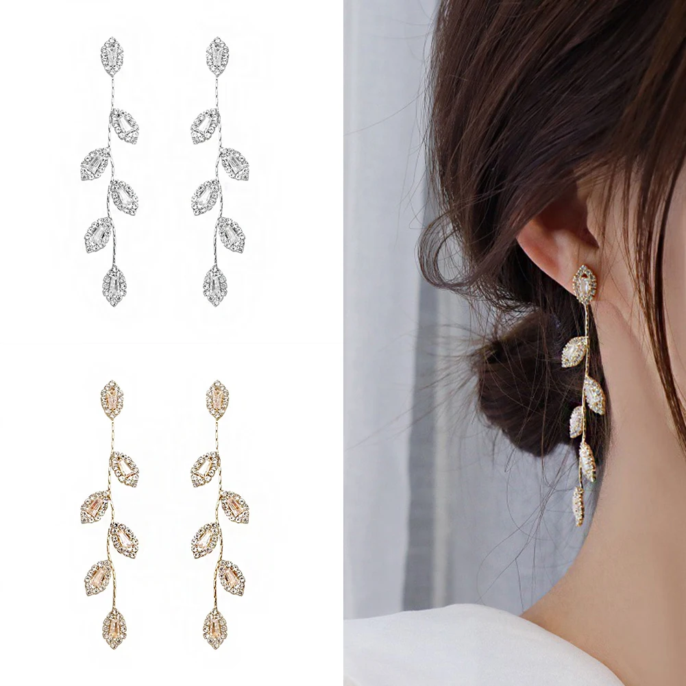 

2022 New Silver Color Needle Willow Leaf Earrings Female Fashion Jewelry Temperament Simple Long Tassel Earrings For Women Gift