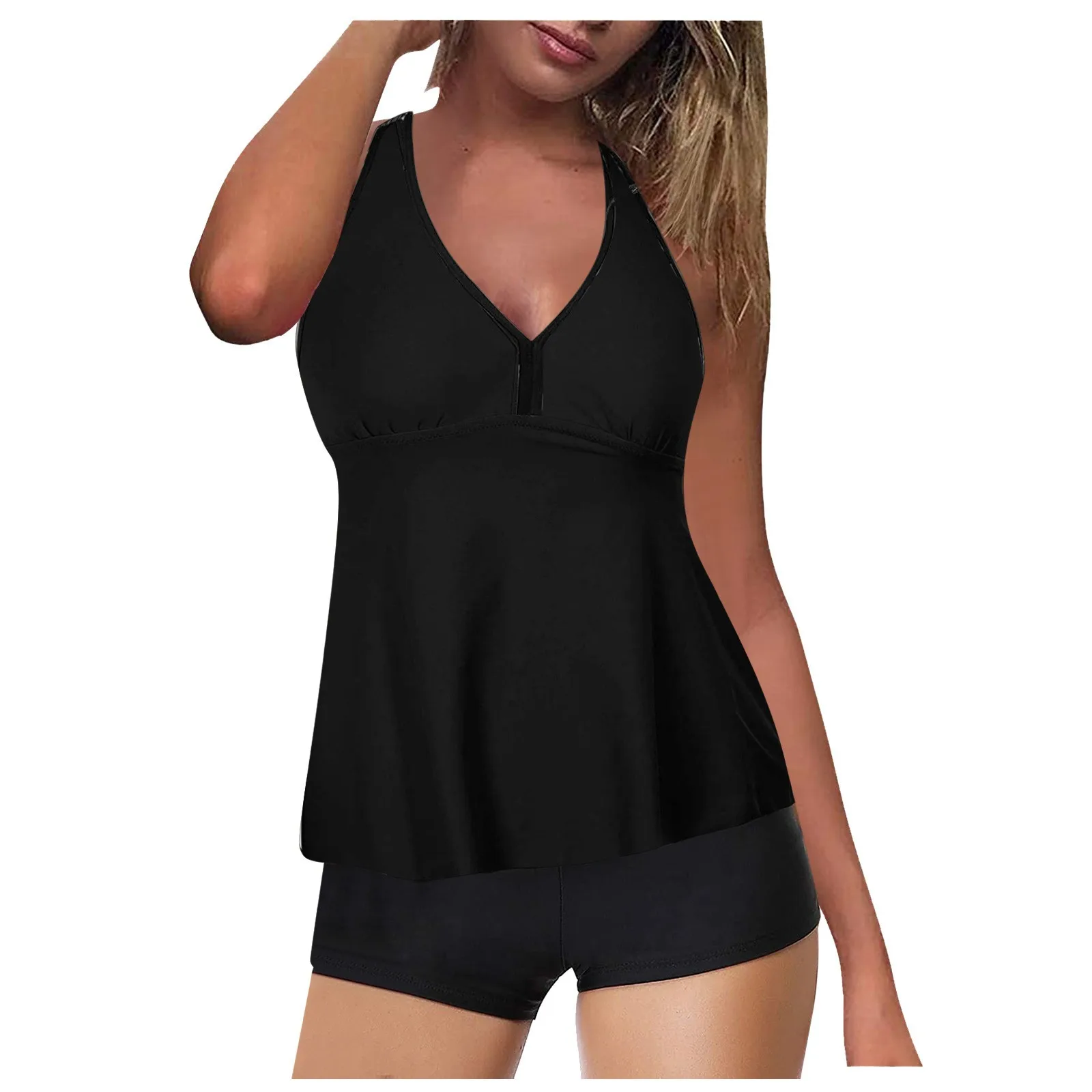 

Two Suit Bathing Tummy Shorts Piece Swimsuit Top Tankini Women Control with Swimwears Tankinis Set Swimwears Swimsuit bikini
