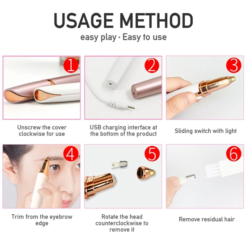 Women Electric Eyebrow Trimmer Security Hair Removal Eye Brow Epilator Mini Shaper Shaver Painless Hair Removal Beauty Trimmer images - 6