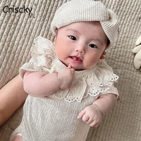 criscky princess floral newborn baby girls lace bodysuits cotton summer short sleeve girls clothing cute korean