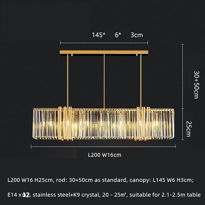 Блеск E14 светодиодные подвесные светильники столовая Прямой подвесной светильник K9 Хрустальная люстра Освещение Светодиодный подвесной светильник