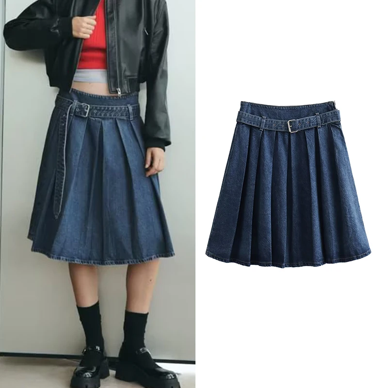 

Юбка женская джинсовая прямая с завышенной талией, на осень