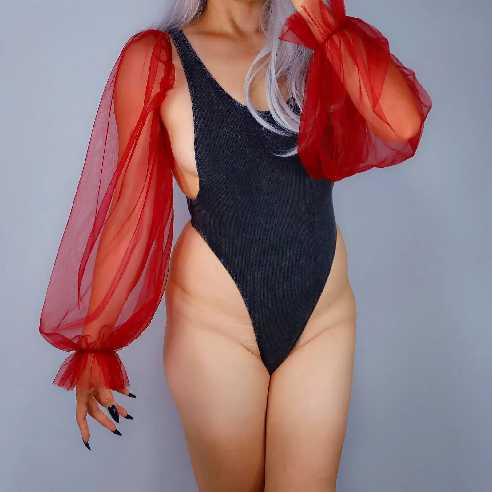 Большие рукава-фонарики Свадебные перчатки без пальцев Кружевные тюлевые