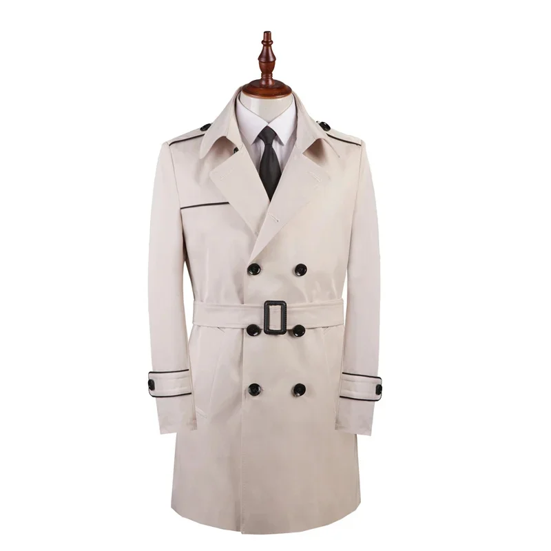 

Тренчкот мужской с цветными блоками, ветровка средней длины, модная темпераментная тонкая деловая Корейская одежда, весна-осень