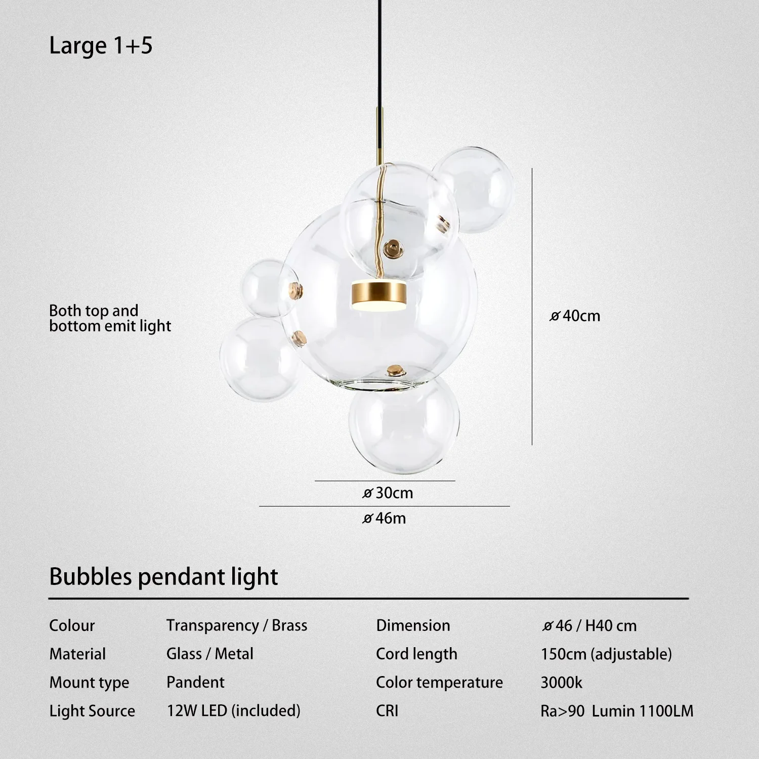 

Подвесная люстра Caren из пузырькового стекла