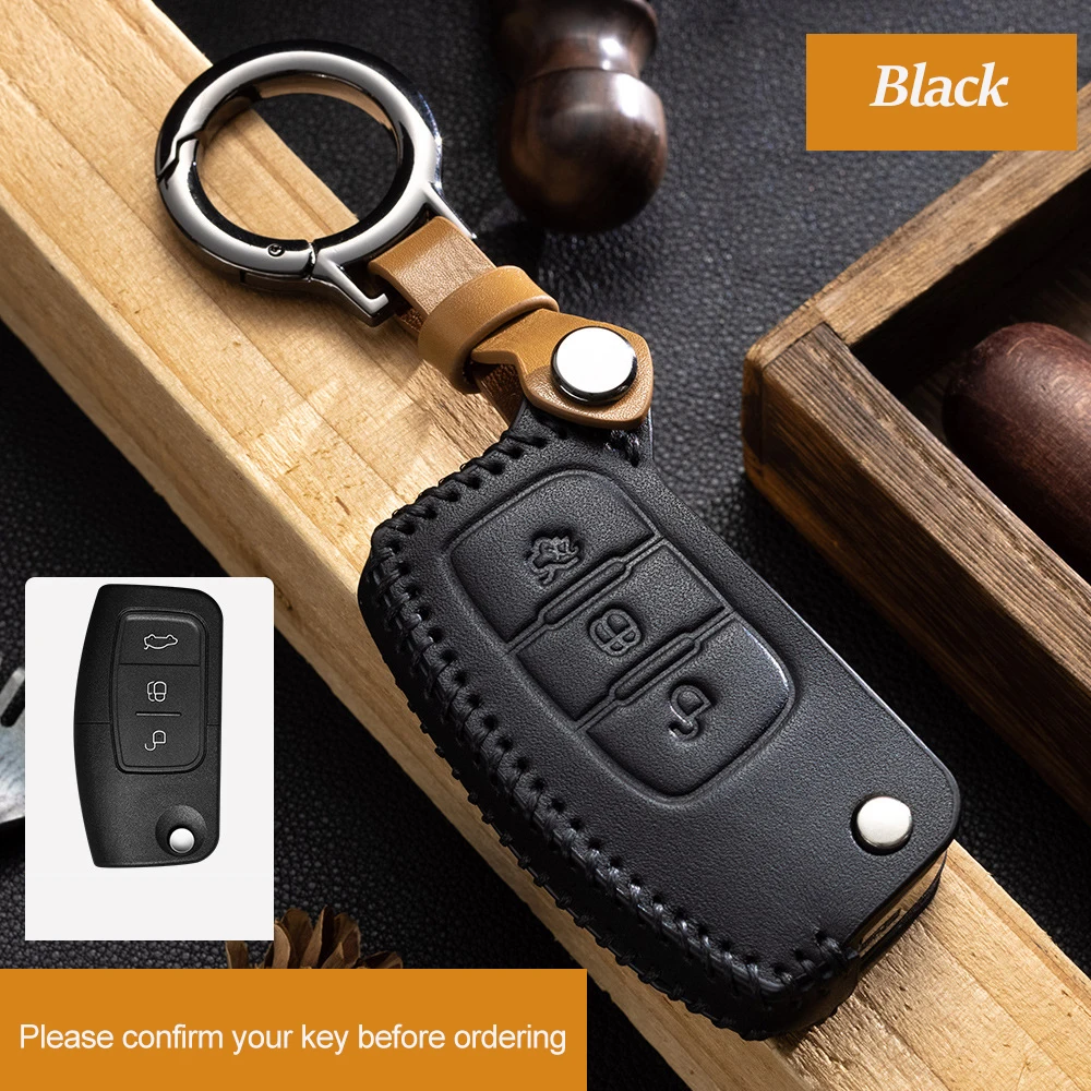

Genuine Leather Car Key Case Cover Fob Shell for Ford Mondeo Ecosport Focus Fiesta Falcon Territory Galaxy