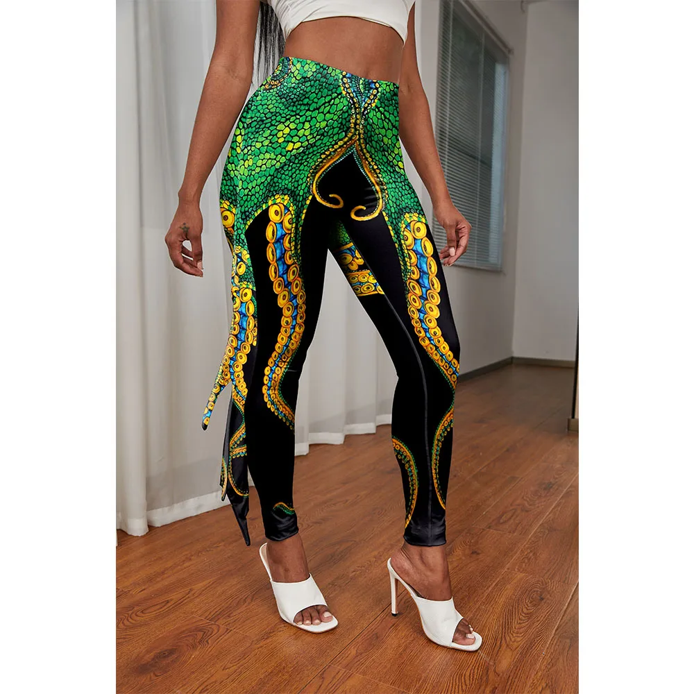 Леггинсы Zawaland женские с высокой талией и принтом русалка