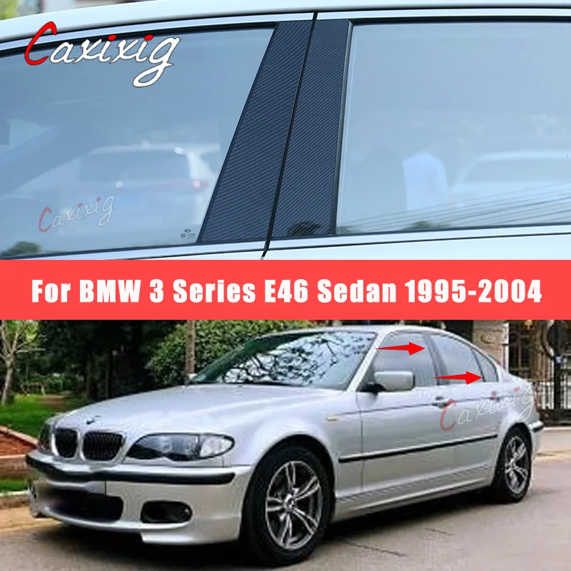 6 Buah Jendela Hitam Mengkilap Stiker Kolom BC Cocok для BMW 3 серии E46 седан 1995-2004