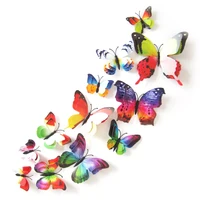 12pcs mixed color double layer butterfly 3d wall sticker for wedding decoration magnet butterflies fridge stickers home decor