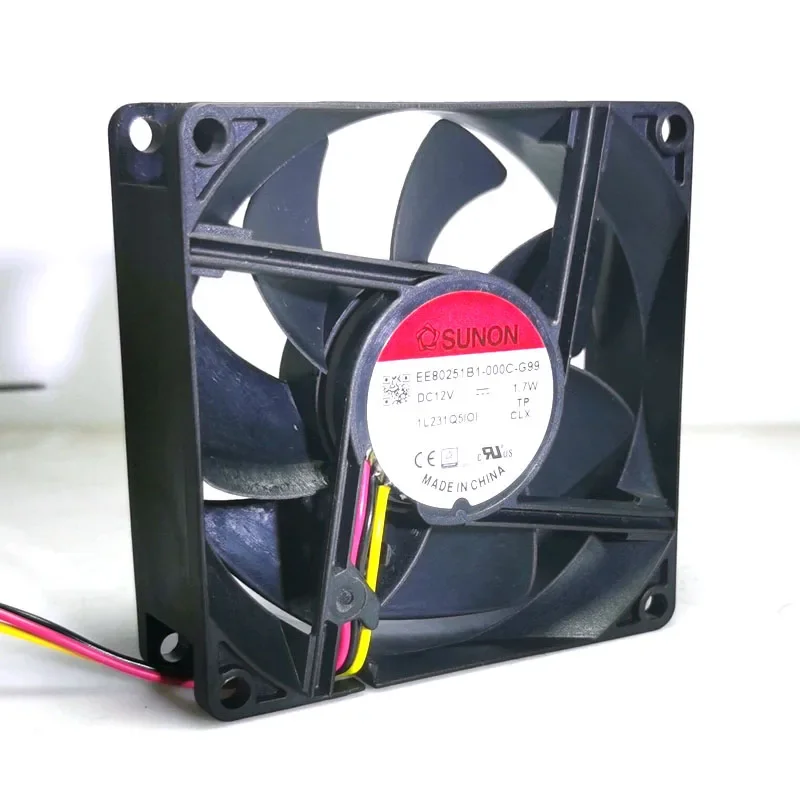 Фото EE80251B1-000C-G99 8025 80 мм 8 см DC 12 В 1,7 Вт Бесщеточный охлаждающий вентилятор постоянного тока с бесшумным шариком 80X80X25 мм №1