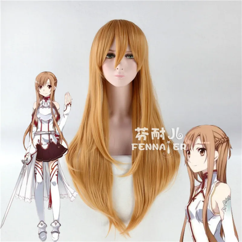 Косплей аниме меч искусство онлайн Yuuki Asuna длинный парик костюм Сан Юки Асуна